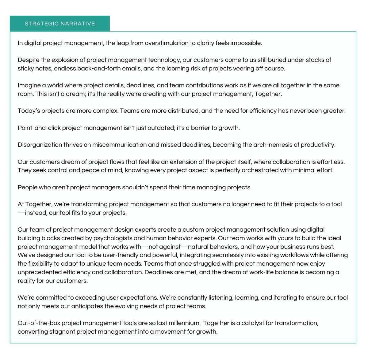 An example of a fully written strategic narrative